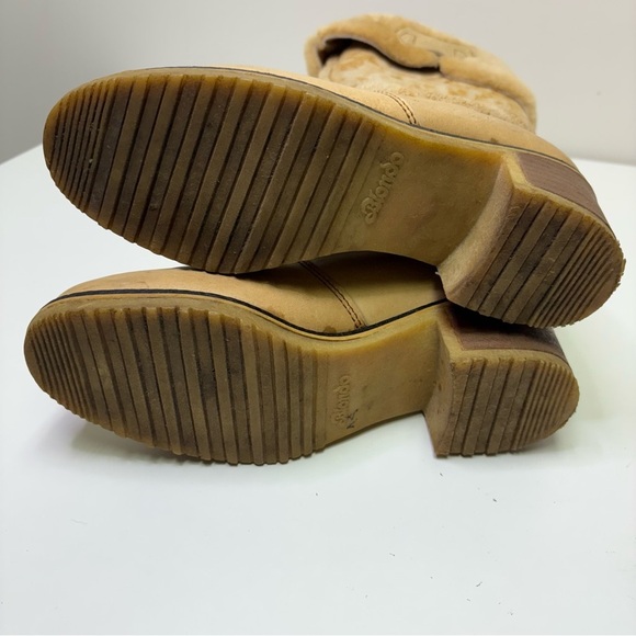 Blondo 70’s Vintage Women’s 9 Shearling Leather Sheepskin Boots Stacked Heel Rad - Picture 11 of 16